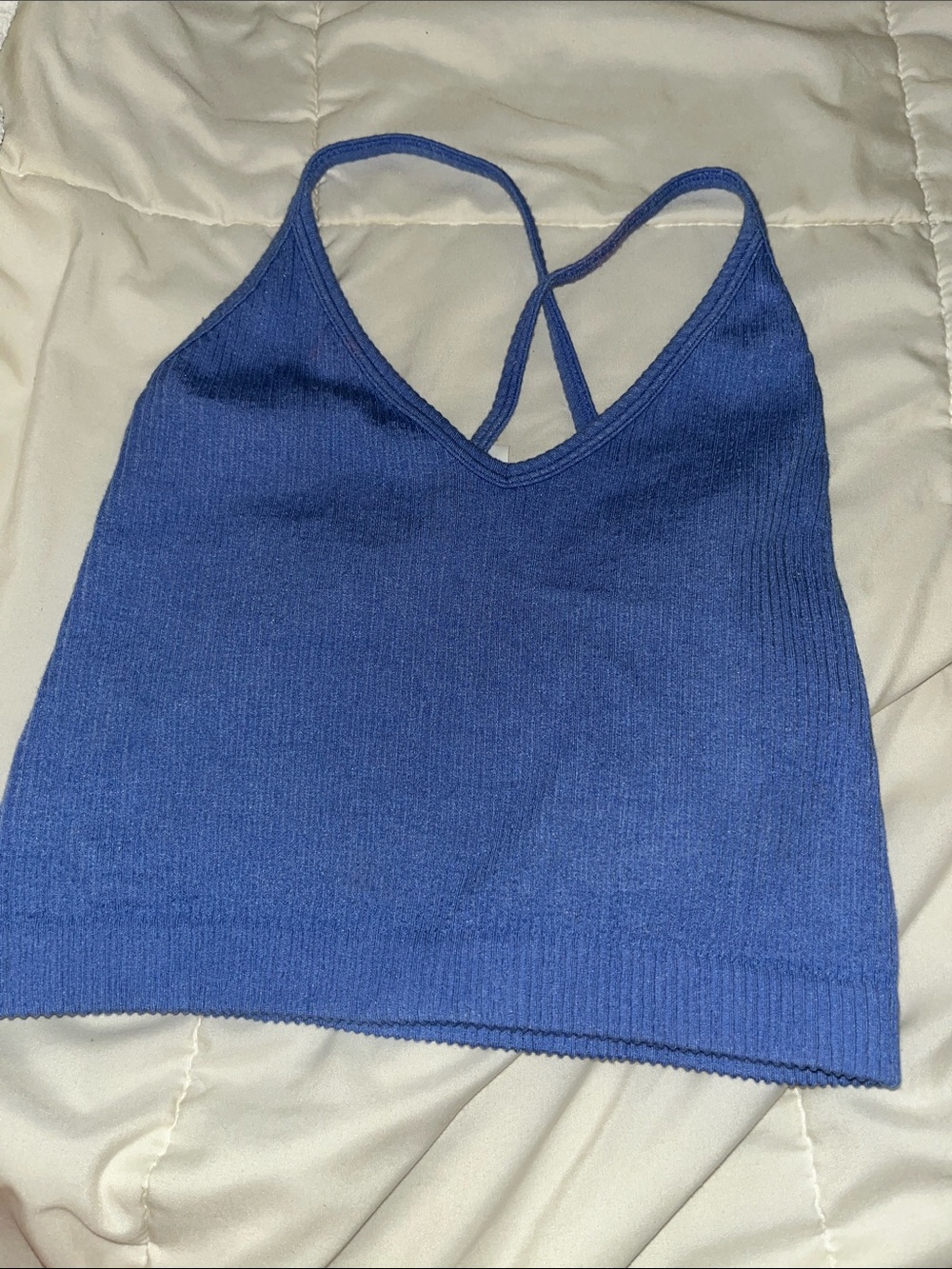 Arizona Jean Company Blue Ribbed V-Neck Crossback Camisole
